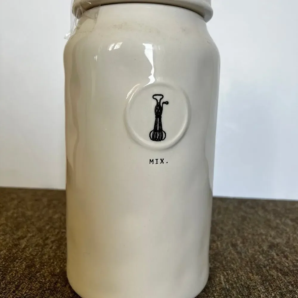 RAE DUNN Ivory Ceramic Canister 10 .5” x 4.5